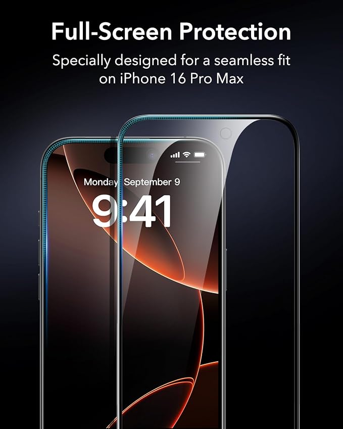 ESR 3 Pack 9H+ Glass for iPhone 16 Pro Max Privacy Screen Protector, [Military Grade Shatterproof & Longest Durable] Armorite Anti-spy Tempered Glass with UltraFit Tray