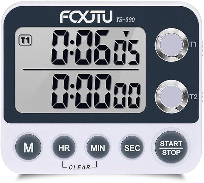 Digital Dual Kitchen Timer with Magnetic Back & Memory Presets, 2 Groups Countdown/Up Stopwatch Timer, 3-Level Volume + LED Alert, On/Off, 100Hr Max for Cooking, Baking (Battery Included)