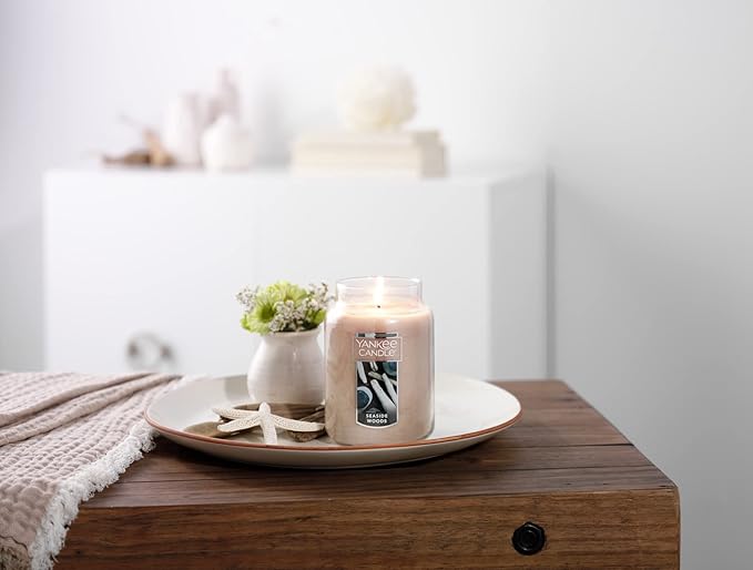 Yankee Candle Seaside Woods Scented, Classic 22oz Large Jar Single Wick Candle, Over 110 Hours of Burn Time
