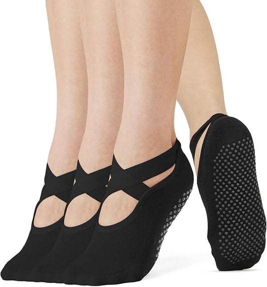 Breslatte Grip Socks Pilates Socks with Grips for Women Non Slip Grippers Womens