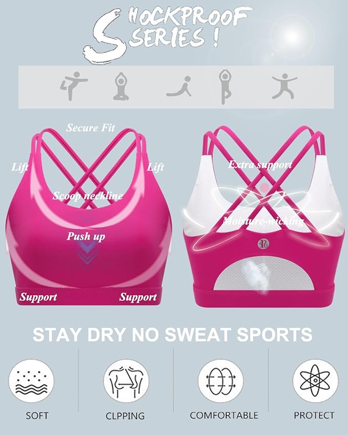 RUNNING GIRL Sports Bras for Women,Padded Sports Bra Tank Top Sexy Crisscross Back High Impact Longline Workout Yoga Bra