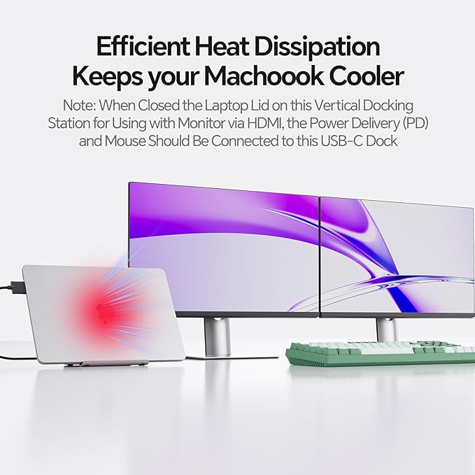 MacBook Pro Docking Station Dual Monitor 4K@60Hz for MacBook Pro/Air M3 Pro/M4, PULWTOP USB C Docking Station Stand Laptop Dock with 2 HDMI, PD, Ethernet, USB A/C 10Gbps, Audio, SD/TF, USB 2.0