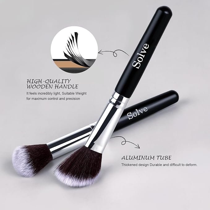 Makeup Brush Set, SOLVE 32 Pieces Professional Makeup Brushes Wooden Handle Cosmetics Brushes Foundation Concealer Powder Face Eye Make up Brushes Kit, Black