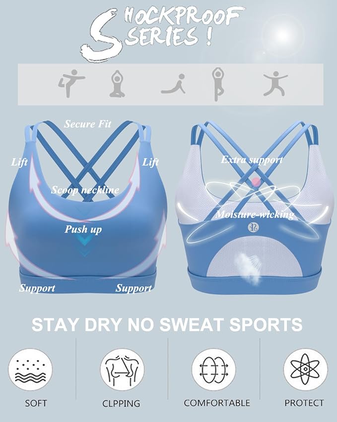 RUNNING GIRL Sports Bras for Women,Padded Sports Bra Tank Top Sexy Crisscross Back High Impact Longline Workout Yoga Bra