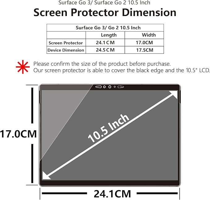 Adeway [2 Pack] Screen Protector for Surface Go 4 2023 10.5inch Tempered Glass - Anti-Fingerprint, 9H Hardness, HD Clear Protective Film, Compatible for Microsoft Surface Go 3/ Go 2/ Go
