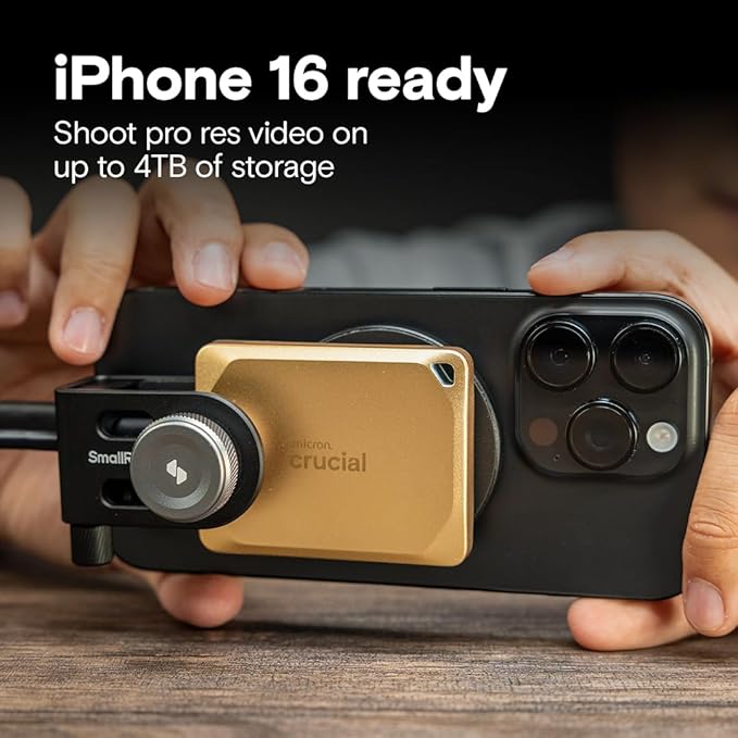 Crucial X10 Pro 4TB Portable SSD, Up to 2,100MB/s Read, 2000MB/s Write, USB 3.2 USB-C, External Solid State Drive, Durable Storage for Professional Creators, Gold - CT4000X10PROSSD9D02