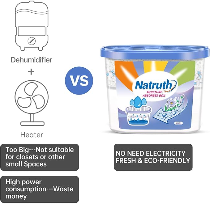 NATRUTH Fresh Linen Moisture Absorber（6 Pack）12.5 Oz,Humidity Absorber Attracts Extra Moisture from Your Bathroom, Closet, Kitchen & Study, Dehumidifier for Closet