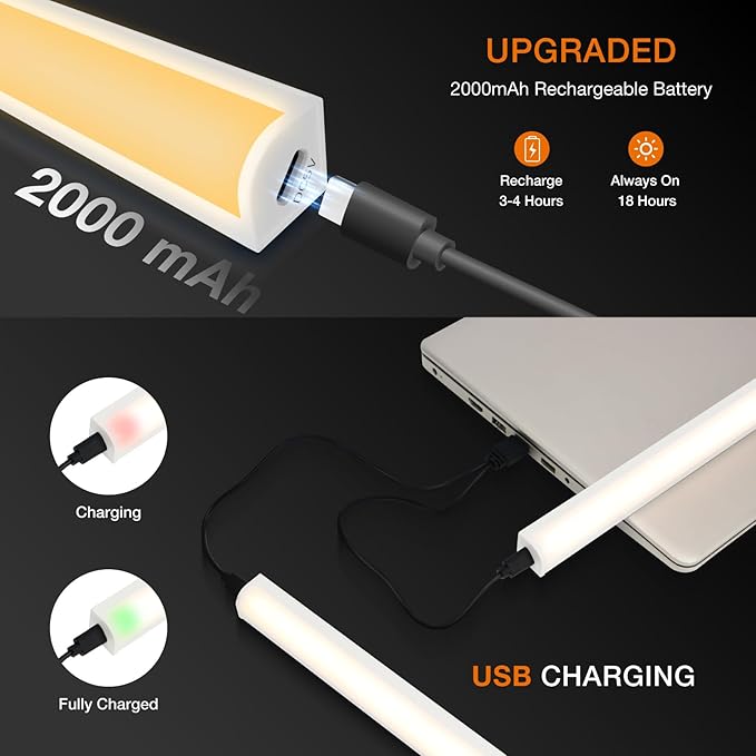 Under Cabinet Lights Remote Control,4 Pack Magnetic Rechargeable Light bar,Under Cabinet Lighting Wireless,Ceiling and Under Counter Lights for Kitchen,Wardrobe,Shelf (White, 30 CM)