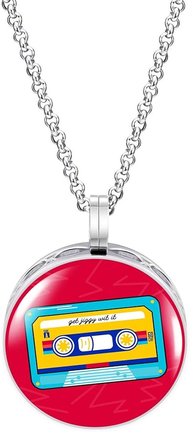 Wild Essentials Red Tape Enamel Finish Essential Oil Diffuser Necklace Gift Set - Includes Aromatherapy Pendant, 24" Stainless Steel Chain, 8 Color Refill Pads