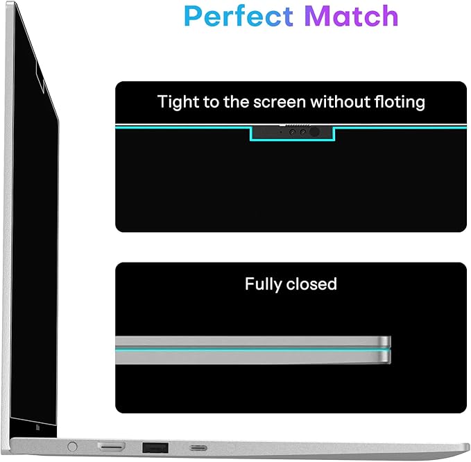 OMOTON Magnetic Laptop Privacy Screen 16 Inch 16:10, Anti-Spy Filter, Matte Anti Glare Blue Light Protector, Easy Install & Remove