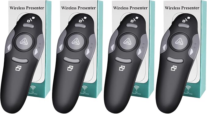 (4 Units) Wireless Presentation Clicker for PowerPoint, Wireless Presenter Remote with Laser Pointer Slide Clickers for Mac/Windows/Linux, Computer/Laptop, Google Slide/PPT/Keynote