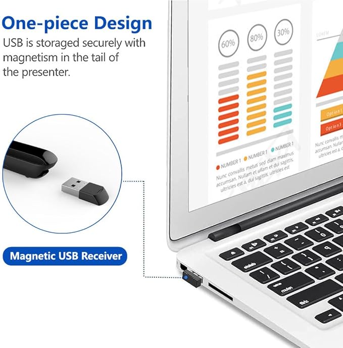 Presentation Clicker for PowerPoint Remote, Hyperlink Volume Wireless Presenter Remote Presentation Pointer, USB Presentation Remote Slide Advancer PPT Clicker for Computer Laptop Mac