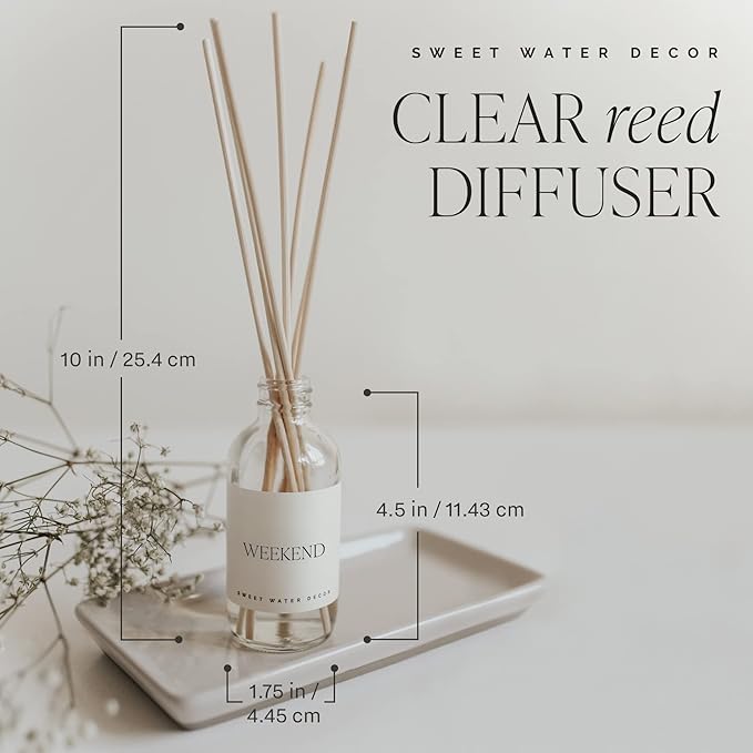 Sweet Water Decor Pink Grapefruit Clear Reed Diffuser – Room Decor Aesthetic with Long-Lasting Premium Fragrance of Grapefruit, Orange, Strawberry, Jasmine & Cedar for 4 Months – Ideal for Home Décor