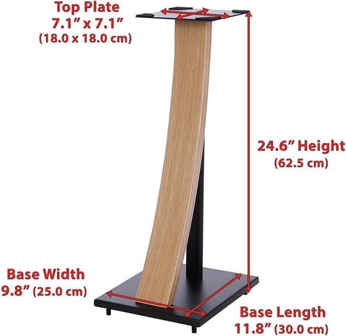 EXIMUS One Pair Fixed Height Universal Speaker Floor Stands with Real Wood - Oak - 290 Series