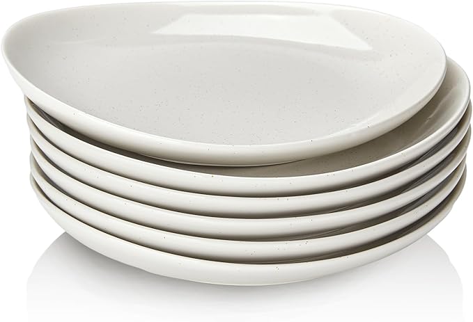 Sweese 7.8" Porcelain Dessert Plates Set, Grey, Set of 6 - Scratch Resistant, Dishwasher Microwave Safe