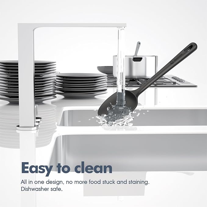 5 Pieces Silicone Spatula Set, Food Grade Rubber Spatula, Upgrade Strong Handle with Ergonomic Grip, Heat Resistant Up to 600°F for Nonstick Cookware, Cooking Black