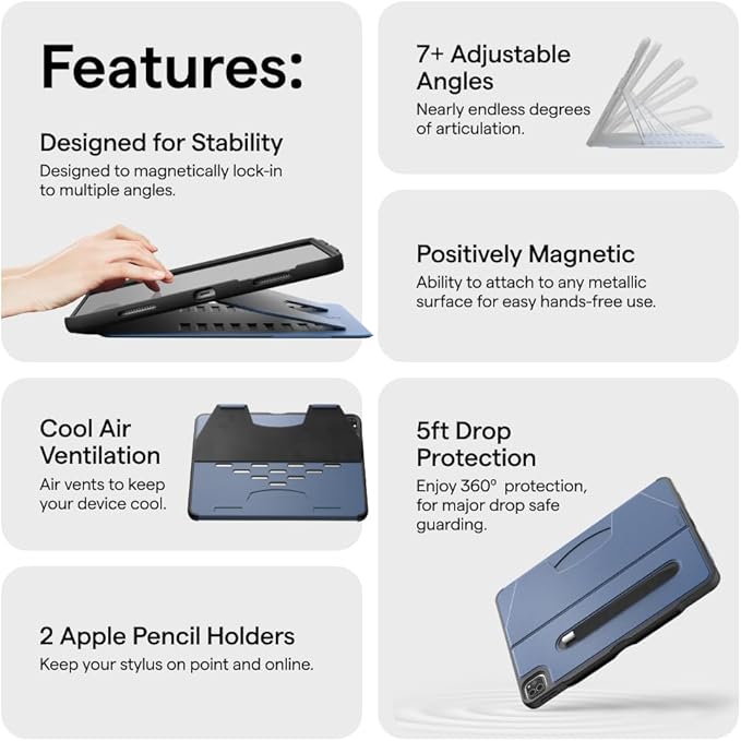 Zugu Case for iPad Pro 11 (M4/M5) 2024/2025, Slim Protective Cover with Apple Pencil Holder, Auto Wake/Sleep, Multiple Viewing Angles, iPad Pro 11 Inch Case, Sturdy & Durable Phone Cover, Pine