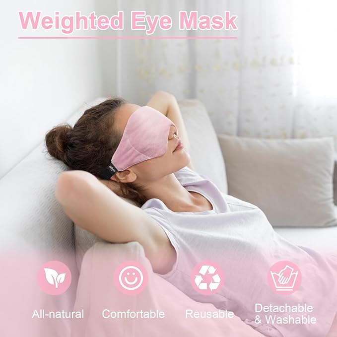 Weighted Eye Mask for Sleeping, Soft Heated Eye Mask, Moist Heat Warm Compress for Eyes, Natural Rose & Flaxseeds Microwave Reusable Sleep Mask, Must Haves for Women Spa, Home, Office