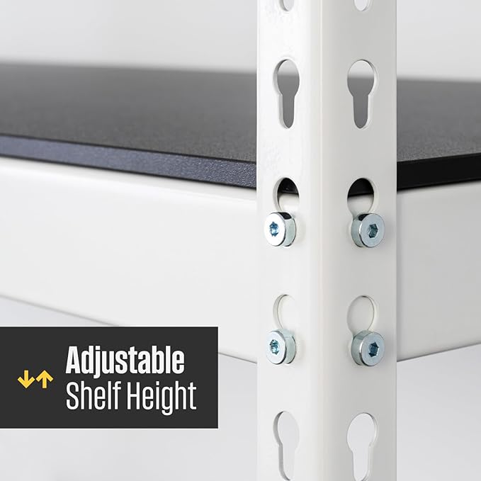 SafeRacks Modular Garage Shelving - 5 Tier Storage Shelves, Tall Metal Rack Shelves for Storage, Heavy Duty Steel Shelf Organizer for Garage, Or Kitchen Pantry (White, 18 x 48 x 72)