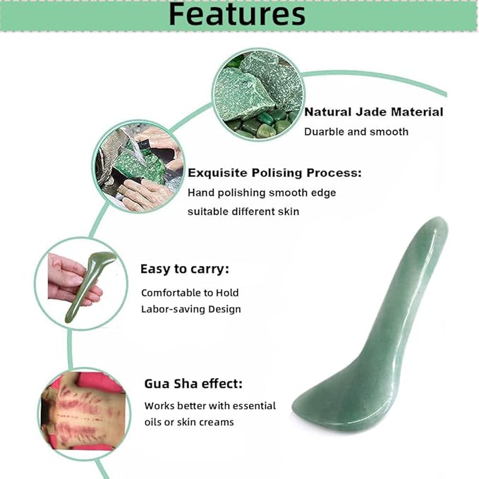 Gua Sha Facial Tool Natural Jade Stone Massage Board Tools for SPA Acupuncture Therapy Trigger Point Treatment, Gua Sha Scraping