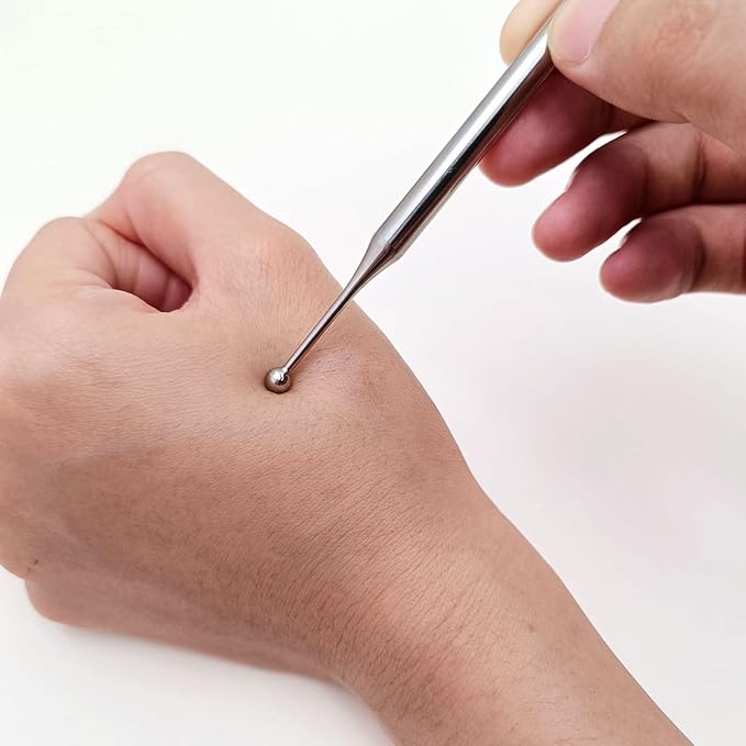 Acupuncture Pen, Dual Head Ear Body Point Probe Tip Acupressure Stainless Steel Facial Reflexology Massage Tool Ear and Body Point Probe Pen