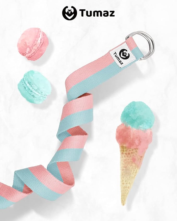 Tumaz Yoga Strap/Stretch Bands [15+ Colors, 6/8/10 Feet Options] with Extra Safe Adjustable D-Ring Buckle, Durable and Comfy Delicate Texture - Best for Daily Stretching, Physical Therapy, Fitness