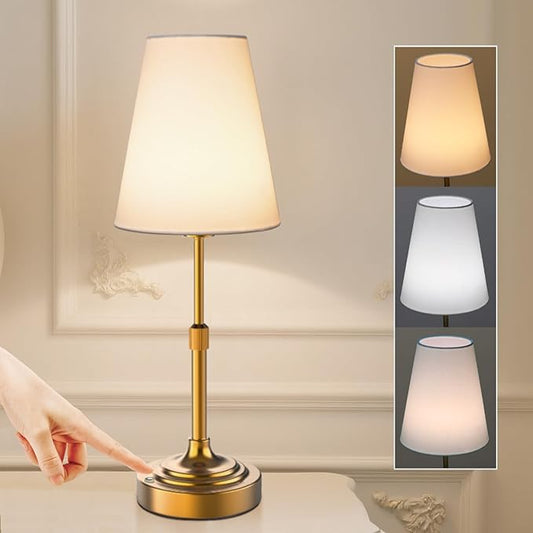 Portable Cordless Table Lamp, Built in Rechargeable Battery, 2700-6000k Color Temperature, Fully Dimmable, Scalable, Ambient Light for Patio, Restaurant, Bar, Bedroom, Dining (Gold)