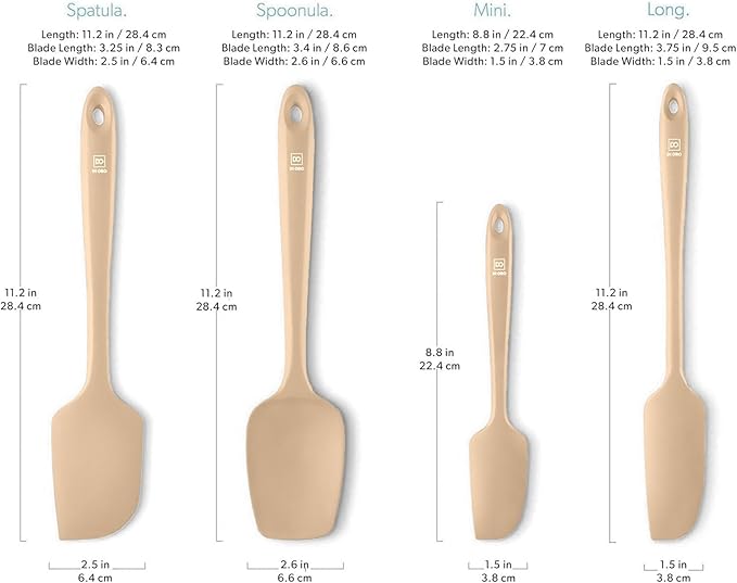 DI ORO Silicone Spatula Set - Rubber Kitchen Spatulas for Baking, Cooking, & Mixing - 600°F Heat-Resistant & BPA Free Silicone Scraper Spatulas for Nonstick Cookware - Dishwasher Safe (4pc, Clay)