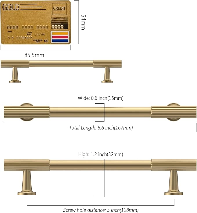 Amerdeco 10 Pack Champagne Bronze Cabinet Pulls 5 Inch(128MM) Hole Centers Kitchen Cabinet Handles Hardware Kitchen Handles for Cabinets Cupboard Drawer Pulls ZH0071