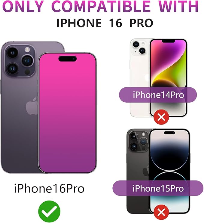 2 Pack Gradient Tempered Glass for iPhone 16 Pro Privacy Screen Protector for iPhone 16Pro 5G 6.3inch Anti Spy Anti Blue Light Eye Protection HD Ultra Clear Anti-Scratch Easy Install