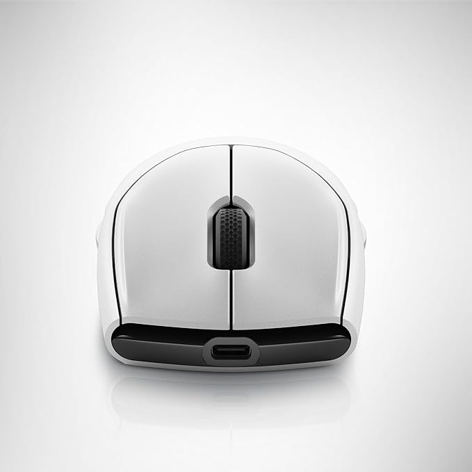 Alienware AW720M Tri-Mode Wireless Gaming Mouse - 2.4GHz Wireless, Bluetooth 5.1, 26,000 DPI, 8-Fully Programmable Buttons, Magnetic Snap Charging Adapter USB-A to USB-C Cable - Lunar Light