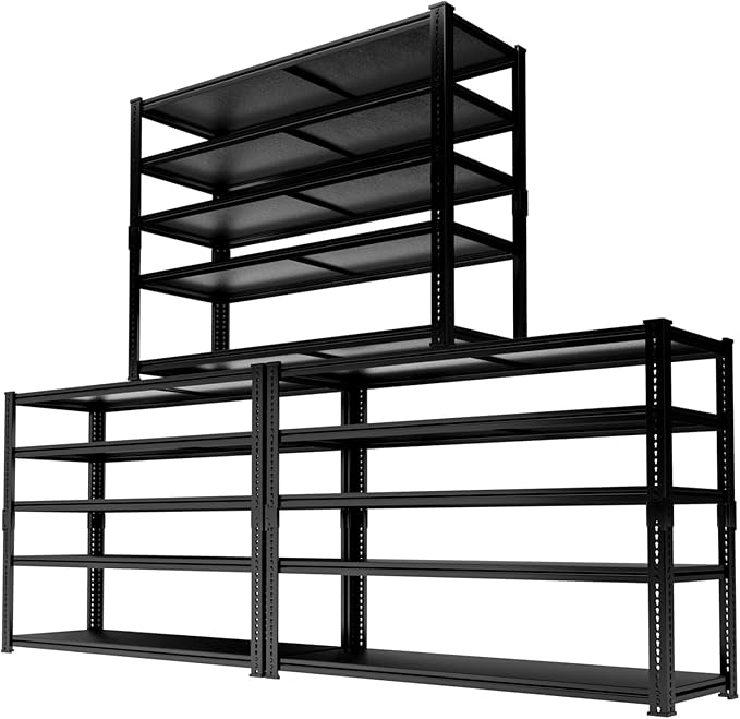 Storage Shelves Heavy Duty 3 PCS, 48"L x 18"W x 72"H Garage Storage Shelves Unit Loads 3700LBS, 5-tier Adjustable Metal Industrial Utility Shelf Rack for Kitchen, Laundry Room, Warehouse, Basement