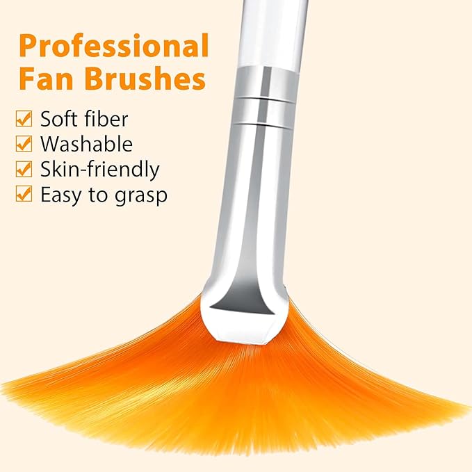 Patelai 14 Pieces Fan Brushes Applicator, Mask Brushes for Facial Makeup Tools for Face Cosmetic(Yellow)