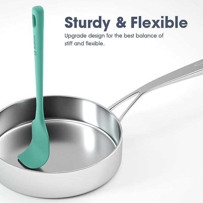 5 Pieces Silicone Spatula Set, Food Grade Rubber Spatula, Upgrade Strong Handle with Ergonomic Grip, Heat Resistant Up to 600°F for Nonstick Cookware, Cooking Mint