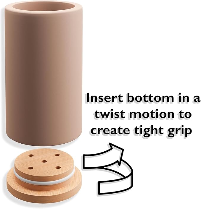 Matani Bamboo Toothbrush Holder Diatomite Tooth Brush Organizer - Storage Stand for Small Bathroom & Counter - Removable Base & Drain Holes, Water-Absorbent & Quick-Drying (Off White)