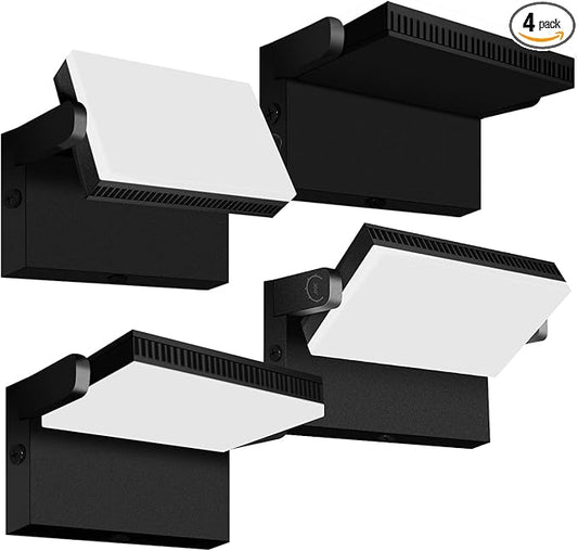 ledmo LED Commercial Flood Light 150W Freely Rotating Outdoor Wall Pack Lighting 5000K Non Photocell Waterproof Black Modern Security Lights Fixture for Warehouse Shop Yard Building，4 Pack