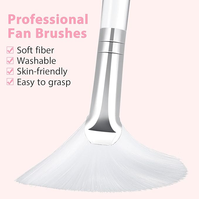 Patelai 14 Pieces Fan Brushes Applicator, Mask Brushes for Facial Makeup Tools for Face Cosmetic(White)