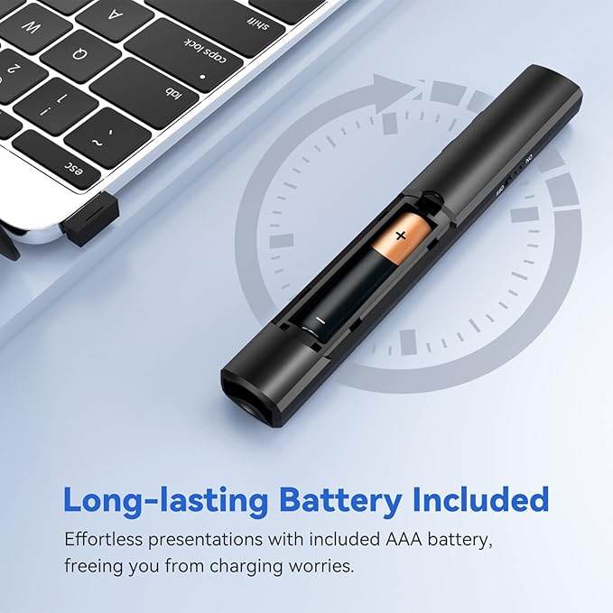 Presentation Clicker Wireless Presenter Remote, PowerPoint Clicker Computer Clicker with Red Light, Clickers for PowerPoint Presentations Slide Advancer with Volume Control for Mac/Laptop/Computer