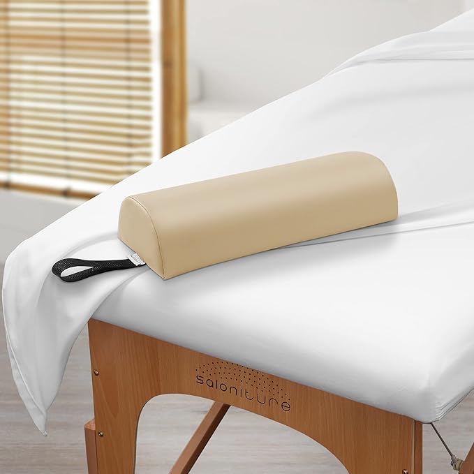 Saloniture Half Round Neck Massage Table Bolster Pillow Pad - 13 x 6 x 3 Inch - Cream