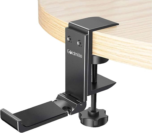 Aluminum Headphone Stand Hanger Foldable with Cable Clip Headset Holder Clamp Hook Under Desk, Save Your Space While Working & Gaming