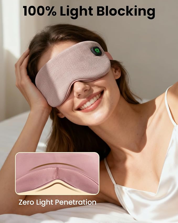 Heated Eye Mask - Cordless Eye Mask for Dry Eyes, Eye Relief, Improved Sleep, 4 Temperature, Washable Eye Heating Pad for Travel and with Replaceable Shell