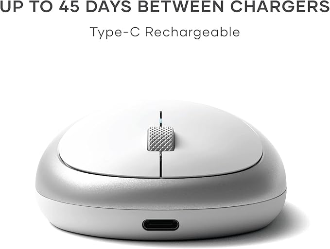 Satechi M1 Wireless Bluetooth Mouse, USB-C Rechargeable, Compact & Portable, for MacBook Air/Pro M4, iPad Air/Pro M4/M3, iPad mini, Mac mini, iMac & Windows - Silver
