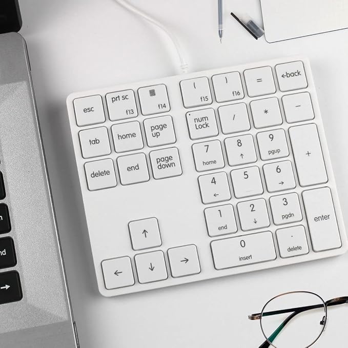 Numeric Keypads Wired Numpad 34 Keys External Mini Slim Keyboard Magic Force for Financial Cashier Securities-White | Laptop Accessories | Num Pad | Number keypad for Laptop | Work Keyboard