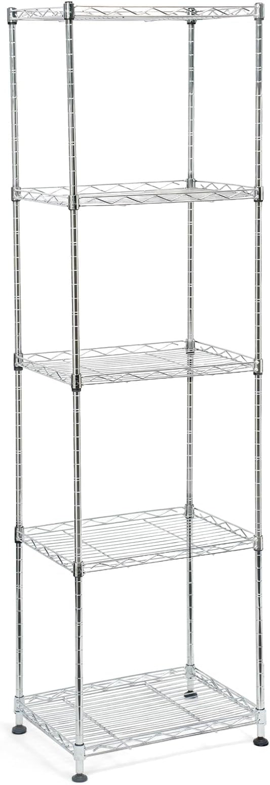 Chrome Small 5 Tiers Wire Shelving NSF Certified. Adjustable Storage Rack for Kitchen,Garage,and Laundry Utility Room (Chrome-Small-5Tiers-16x12x55)