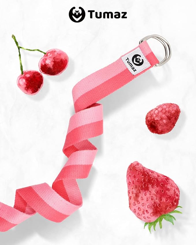 Tumaz Yoga Strap/Stretch Bands [15+ Colors, 6/8/10 Feet Options] with Extra Safe Adjustable D-Ring Buckle, Durable and Comfy Delicate Texture - Best for Daily Stretching, Physical Therapy, Fitness