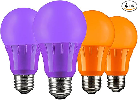 Sunlite 41520-SU LED Decorative 3 Watt (25W Equivilant) Holiday Light Bulb, Halloween Lighting, 120 Volt E26 Medium Base, Non-Dimmable, UL Listed, Orange and Purple 4 Pack