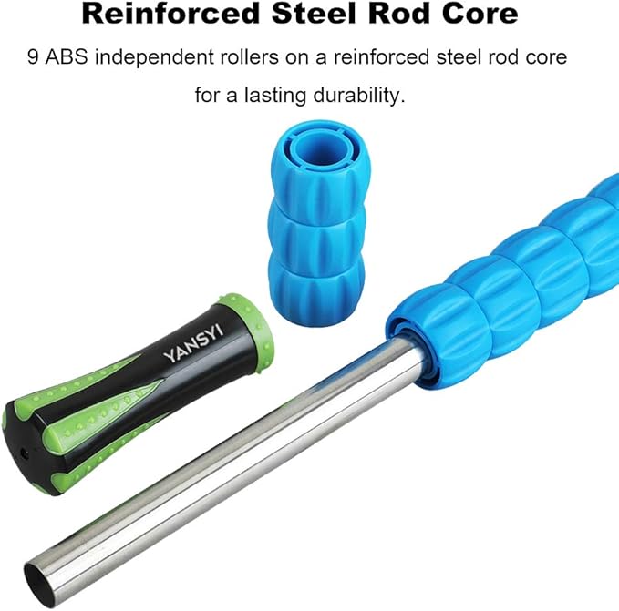 Yansyi Muscle Roller Stick for Athletes - Body Massage Roller Stick - Release Myofascial Trigger Points Reduce Muscle Soreness Tightness Leg Cramps & Back Pain for Physical Therapy & Recovery (Blue 2)