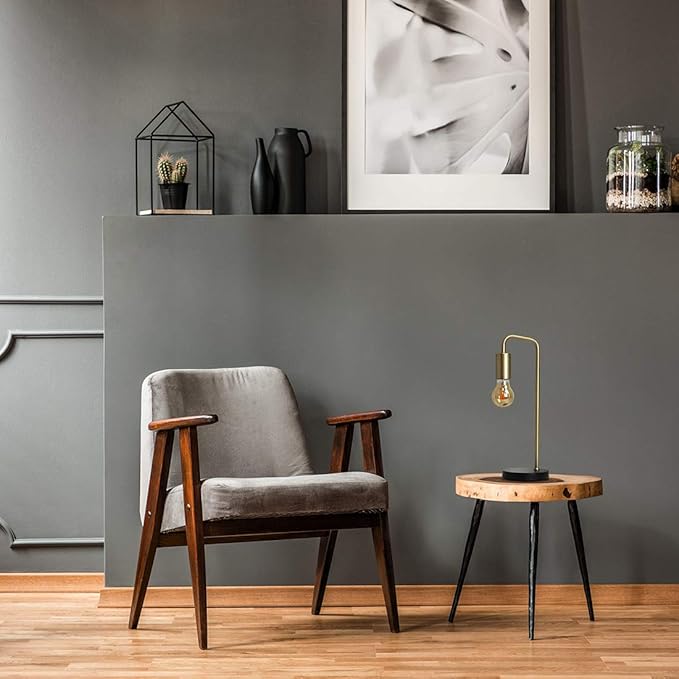 O’Bright Industrial Desk Lamp, 100% Metal Lamp, UL Certified Ceramic E26 Socket, Minimalist Design for Home Decoration, Table Lamp for Bedroom/Office/Dorm, ETL Listed, Gold-Black