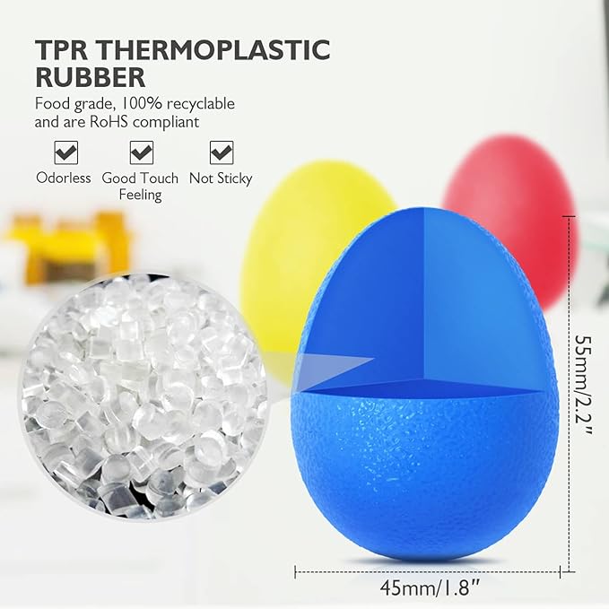 Peradix Hand Grip Strength Trainer, Stress Relief Ball for Adults and Kids, Wrist Rehab Therapy Hand Grip Equipment Ball Squishy Tools - Set of 3 Finger Resistance Exercise Squeezer