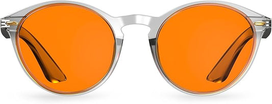 Bloomoak 99% Orange Blue Light Blocking Glasses,Retro Trendy Round Style,Relieve Eye Fatigue,Improve Sleep For Screens/Games